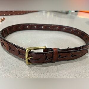 Trafalgar Braided Leather Belt with Gold Buckle